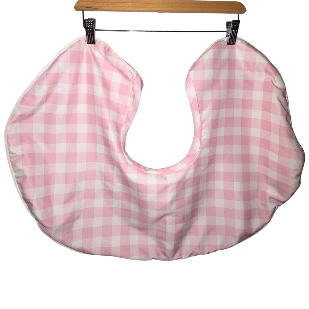 Boppy Original Nursing Pillow Cover Pink White Gingham Check Pre-Owned